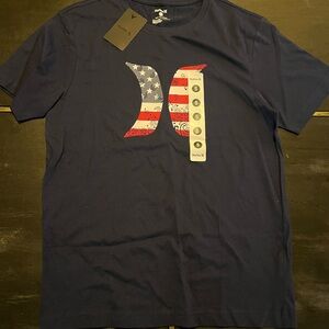 Hurley Navy Short-Sleeve Tee with American Flag Logo